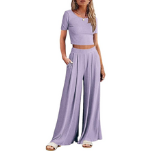 Load image into Gallery viewer, Wide Leg Pyjamas With Matching Short Sleeve Top