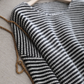 Black and White Stripes Women Cashmere long sleeves O-neck  Pullover