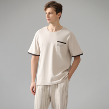 Load image into Gallery viewer, Pure Cotton Apricot Short Sleeved Men's Pyjamas Set