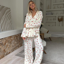 Load image into Gallery viewer, Love Print Pure Cotton Wide Leg Pyjamas Set