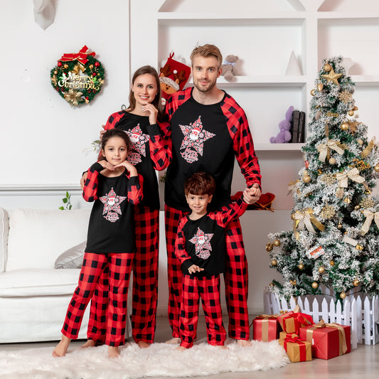 Christmas Tree Starry Gypsophila Plaid Printed Pyjamas Set