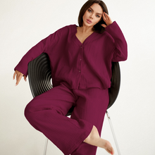 Load image into Gallery viewer, Two Piece Pure Cotton Wide Leg Pyjamas Set