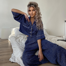 Load image into Gallery viewer, Short Sleeved Polka Dot Wide Leg Pyjamas Set