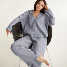 Load image into Gallery viewer, Two Piece Pure Cotton Wide Leg Pyjamas Set