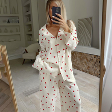 Load image into Gallery viewer, Love Print Pure Cotton Wide Leg Pyjamas Set