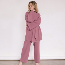 Load image into Gallery viewer, Pure Cotton Wide Leg Solid Color Pyjamas and Kimono Set