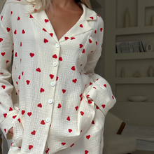Load image into Gallery viewer, Love Print Pure Cotton Wide Leg Pyjamas Set