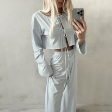 Load image into Gallery viewer, Striped Wide Leg Lace Up Pyjama Set