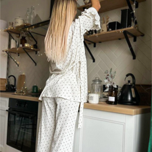 Load image into Gallery viewer, Three Piece Heart Print Wide Leg Pyjamas Set