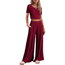 Load image into Gallery viewer, Wide Leg Pyjamas With Matching Short Sleeve Top