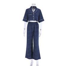 Load image into Gallery viewer, Short Sleeved Polka Dot Wide Leg Pyjamas Set