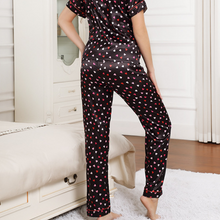 Load image into Gallery viewer, Heart Print Lapel Silk Pyjamas Set