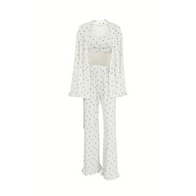 Load image into Gallery viewer, Three Piece Heart Print Wide Leg Pyjamas Set