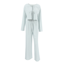 Load image into Gallery viewer, Striped Wide Leg Lace Up Pyjama Set
