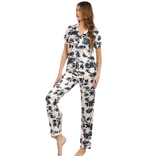 Load image into Gallery viewer, Black Rose Printed Short Sleeve Pyjamas Set