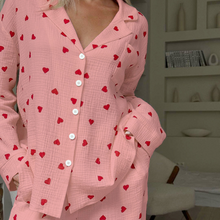 Load image into Gallery viewer, Love Print Pure Cotton Wide Leg Pyjamas Set
