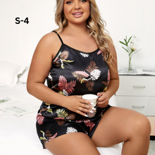 Load image into Gallery viewer, Plus Size Round Neck Sleeveless Pyjamas Set For Women