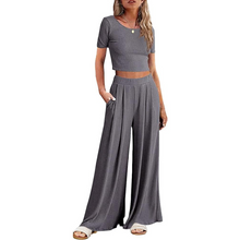 Load image into Gallery viewer, Wide Leg Pyjamas With Matching Short Sleeve Top