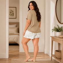 Load image into Gallery viewer, Soft Botanical Plus Size V-Neck Pajama Shorts Set