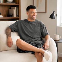 Load image into Gallery viewer, Easy Comfort Oversized Men’s Plaid Shorts Pajama Set