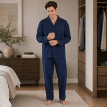 Load image into Gallery viewer, Men’s Blue Green Plaid Broadcloth Pajama Set