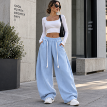 Load image into Gallery viewer, Women’s Oversized Barrel-Leg Wide-Leg Sweatpants with Pockets
