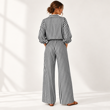 Load image into Gallery viewer, Coastal Stripe Relaxed Shirt & Wide-Leg Pants Set