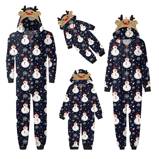Snowman and Snowflake Jumpsuit with hoodie Matching family Christmas pyjama Set