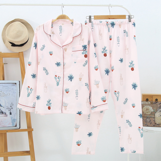 Light Pink Flower Pyjamas Set