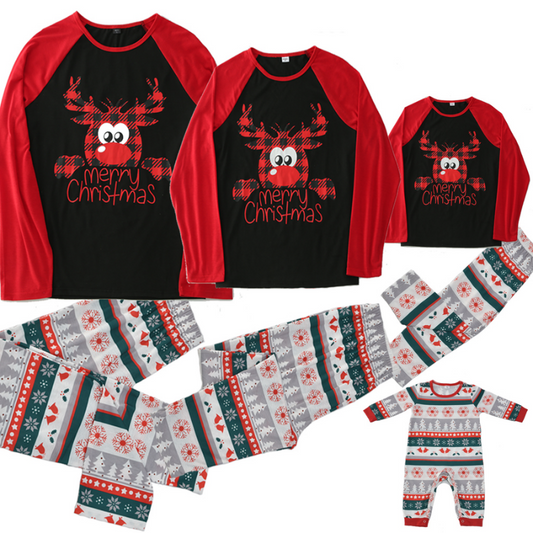 Red Christmas Deer Pattern Pyjamas Sets