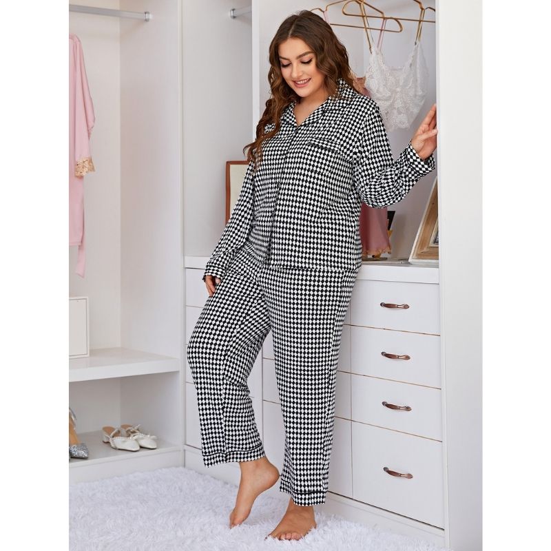 Black and White Plus Size Pyjamas Set
