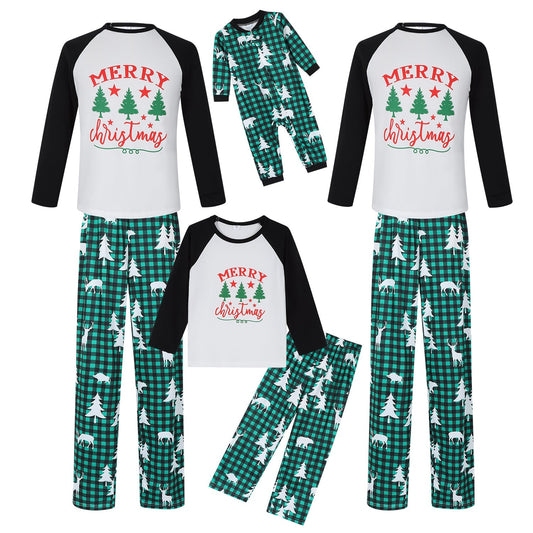 Merry Christmas on Checks O Neck Matching Family pyjama Set