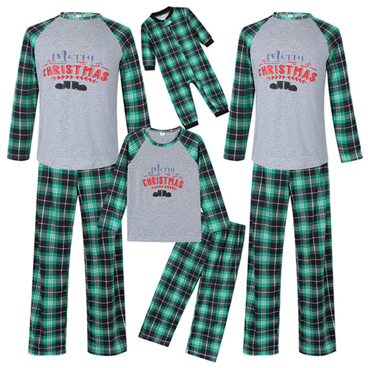 Merry Christmas Black and Green O Neck Matching Family pyjama Set
