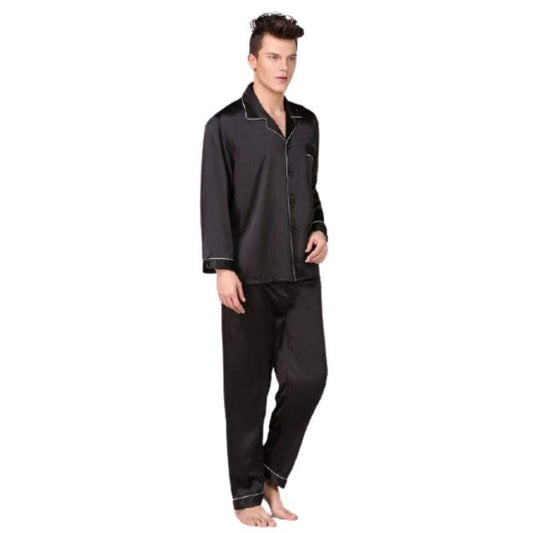 Men Long Sleeve Silk Pyjama Set