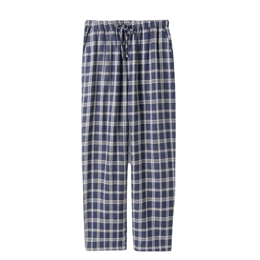 Men Navy Blue Large Grid Pyjamas