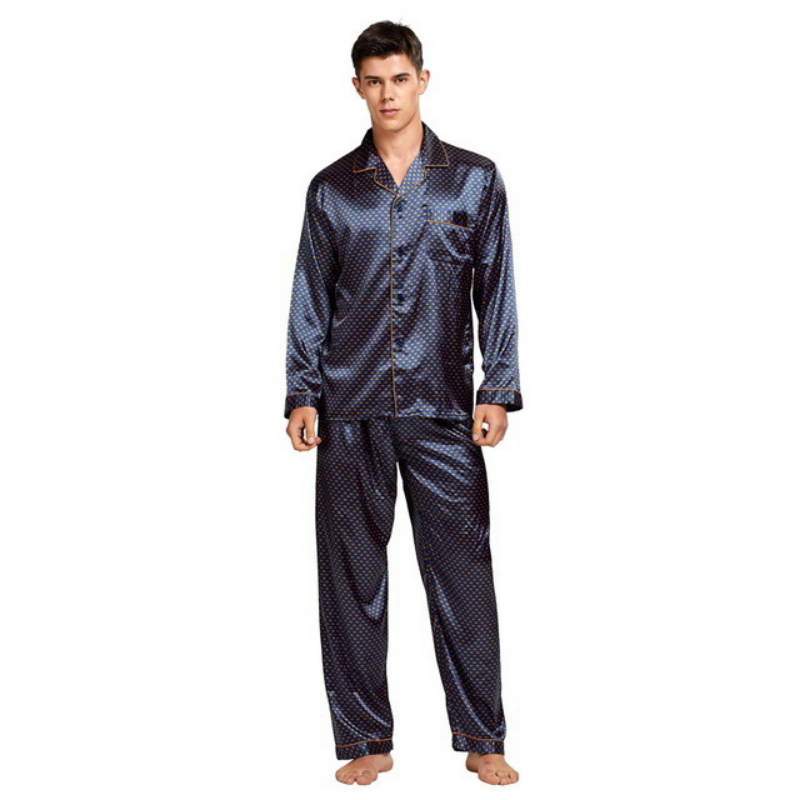 Men Silk Printed Pyjamas Set