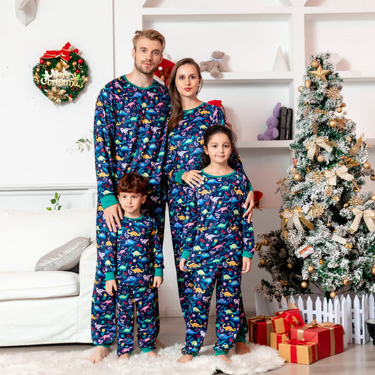 Dinosaur Print O Neck Matching Family Christmas pyjama Set