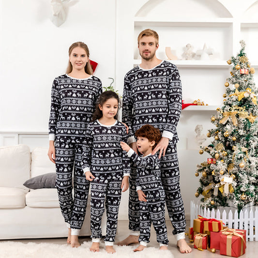 Black and White Christmas Pring Matching Family pyjama Set