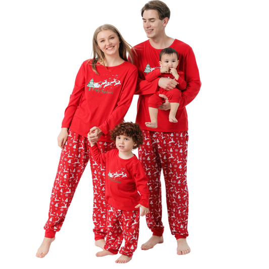 Red Christmas Tree Long-Sleeved Pyjama Set