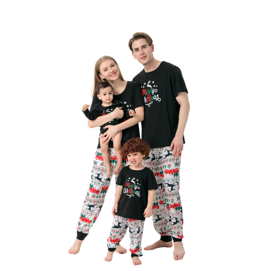 Round Neck Short-Sleeved Christmas Pyjamas Set