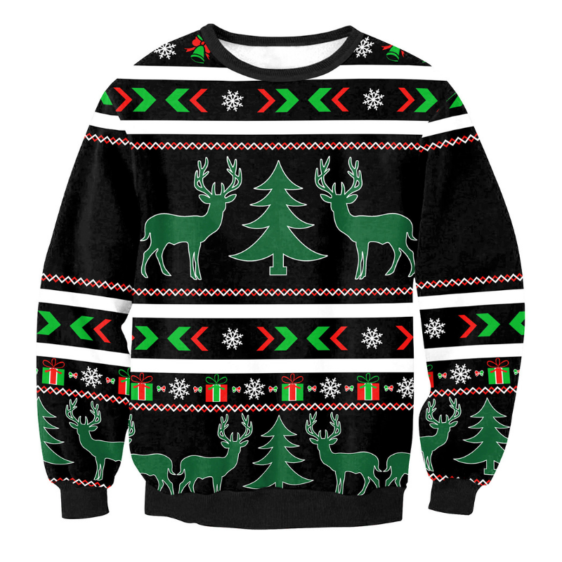 Men & Women Black Pullover Christmas Ugly Sweater