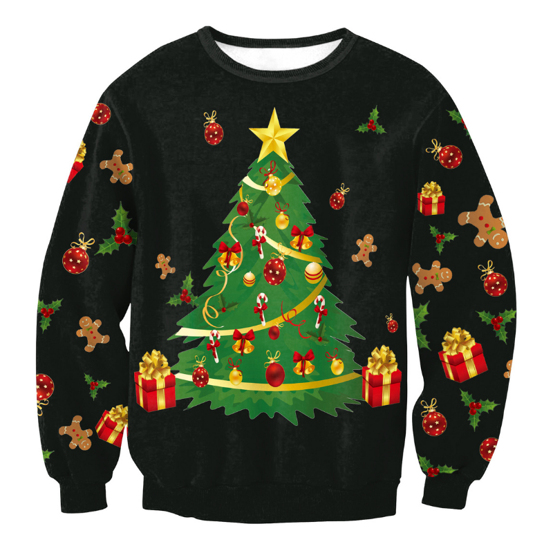 Men & Women Tree Print Christmas Ugly Sweater