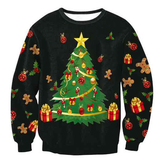 Men & Women Tree Print Christmas Ugly Sweater