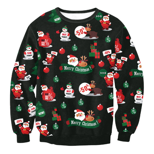 Men & Women Black Christmas Ugly Sweater