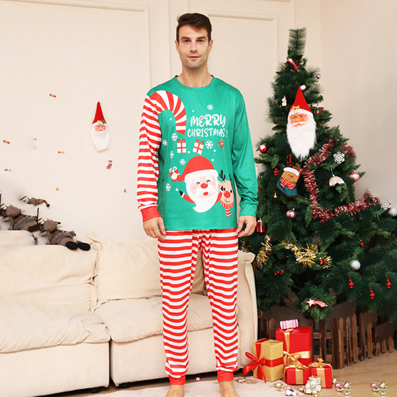 Santa Holiday Striped Family Matching Pyjamas