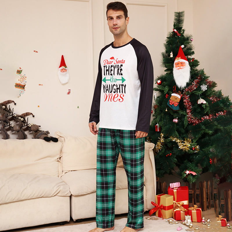 Naughty Santa Blue Plaid Family Pyjamas