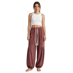 Women's Ribbed Wide-Leg Cargo Lounge Pants