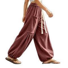 Women's Ribbed Wide-Leg Cargo Lounge Pants