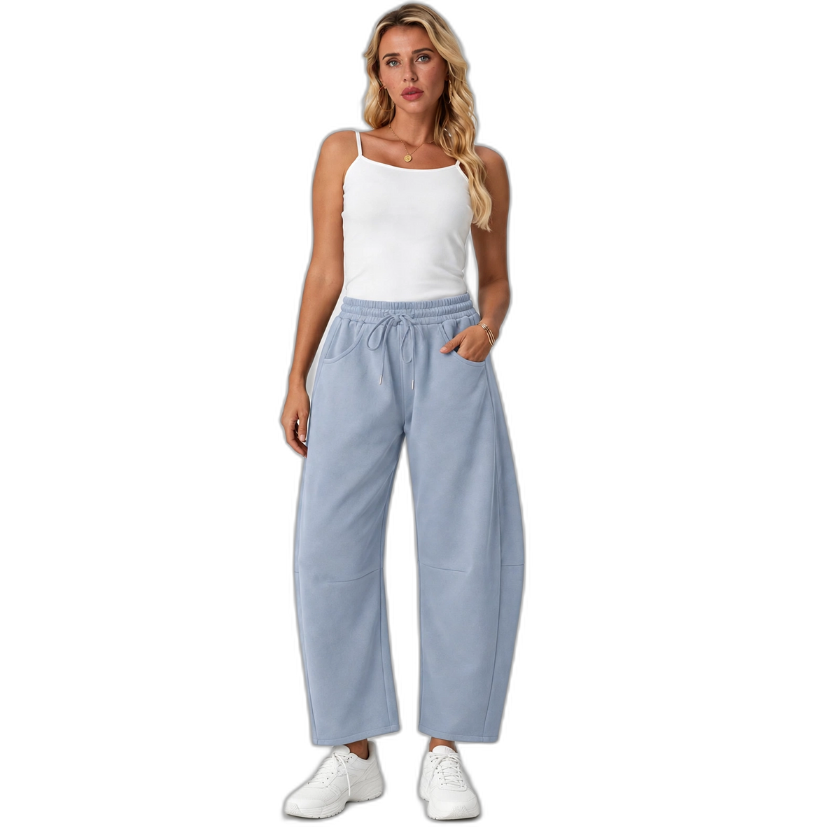 Women's Relaxed Barrel-Leg Ankle Pants