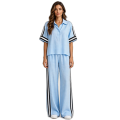 Riviera Contrast Stripe Wide-Leg Two-Piece Set